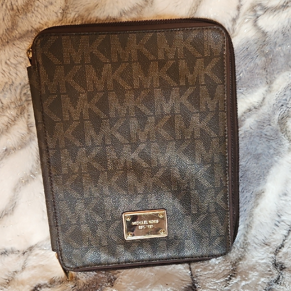 Michael Kors Dark Brown Logo Tablet Sleeve